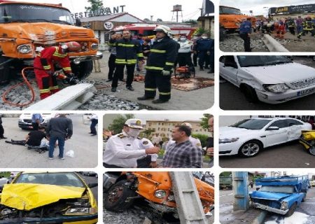 انحراف کامیون و خسارت به ۸ خودرو/ حال یکی از مصدومین وخیم است