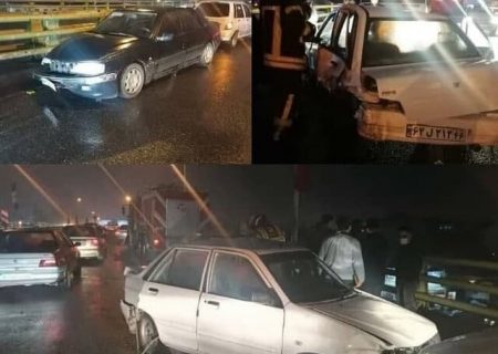 سقوط راننده تاکسی از روی پل جانبازان رشت