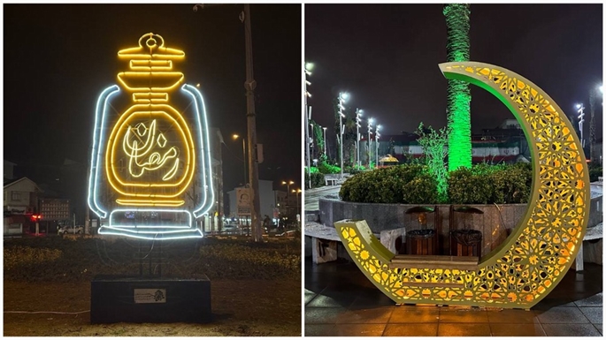 گل آرایی بلوارها و نصب نمادهای شهری رشت متناسب با ماه مبارک رمضان