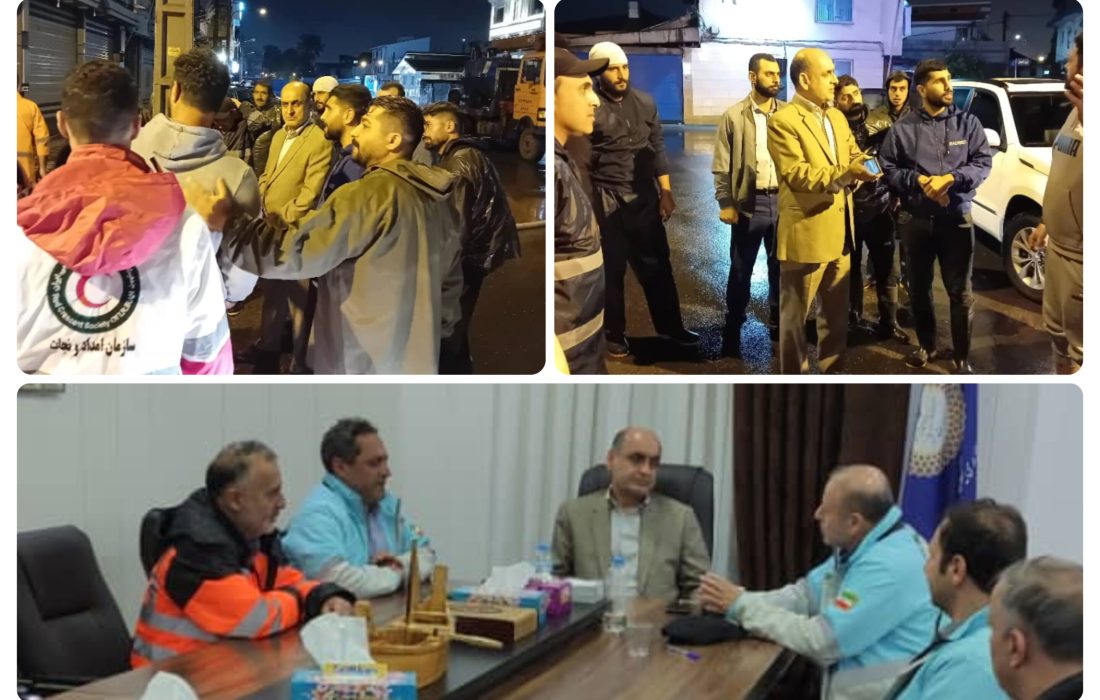 بازدید استاندار گیلان از مناطق دچار آب‌گرفتگی در بندر انزلی