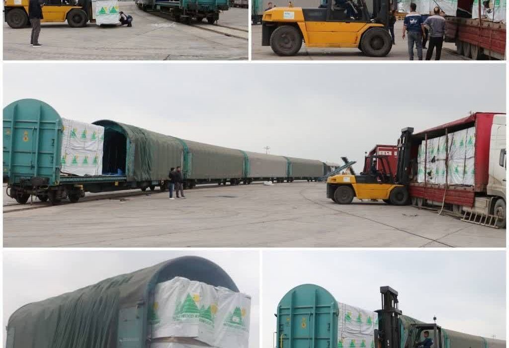 آغاز بارگیری و حمل آزمایشی محموله ترانزیتی تخته برای نخستینبار در بندر کاسپین