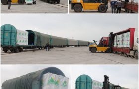 آغاز بارگیری و حمل آزمایشی محموله ترانزیتی تخته برای نخستینبار در بندر کاسپین