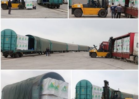 آغاز بارگیری و حمل آزمایشی محموله ترانزیتی تخته برای نخستین‌بار در بندر کاسپین